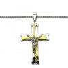 Collares con Dije 04.116.0052.1.30 Acero Inoxidable, Diseño de Crucifijo, Pulido, Dos Tonos