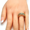 Anillo Multi Piedra 01.210.0045.13.08 Oro Laminado, con Zirconia Cubica Aguamarina y Blanca, Pulido, Dorado