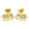 Arete Dormilona 02.377.0016 Oro Laminado, Diseño de Elefante, con Micro Pave Blanca, Pulido, Dorado