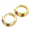 Argolla Huggie 02.210.0025.5.15 Oro Laminado, con Zirconia Cubica Granate y Blanca, Pulido, Dorado