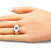 Anillo Elegante 01.313.0006 Oro Laminado, Diseño de Ojo Griego, Esmaltado Blanco, Dorado