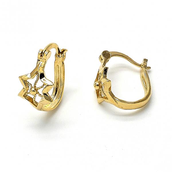 Argolla Pequeña 02.63.1183 Oro Laminado, Diseño de Flor, Pulido, Dorado