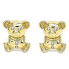 Arete Dormilona 02.185.0002 Oro Laminado, Diseño de Osito, con Zirconia Cubica Blanca, Pulido, Dorado