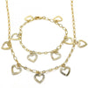 Collar y Pulso 06.63.0203 Oro Laminado, Diseño de Corazon, Pulido, Dorado