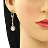 Arete Largo 02.387.0044.2 Oro Laminado, Diseño de Gota, con Zirconia Cubica Blanca, Pulido, Dorado