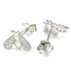 Arete Dormilona 02.336.0129 Plata Rodinada, Diseño de Abeja, con Zirconia Cubica Blanca, Pulido, Rodinado