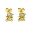 Arete Dormilona 02.310.0079 Oro Laminado, Diseño de Osito, con Micro Pave Blanca, Pulido, Dorado