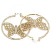 Argolla Grande 02.380.0055.50 Oro Laminado, Diseño de Mariposa, con Cristal Blanca, Diamantado, Dorado