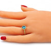 Anillo Multi Piedra 01.284.0045.1.09 Oro Laminado, con Zirconia Cubica Topacio Azul, Pulido, Dorado
