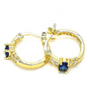 Argolla Pequeña 02.210.0303.2.15 Oro Laminado, con Zirconia Cubica Zafiro Azul y Blanca, Pulido, Dorado