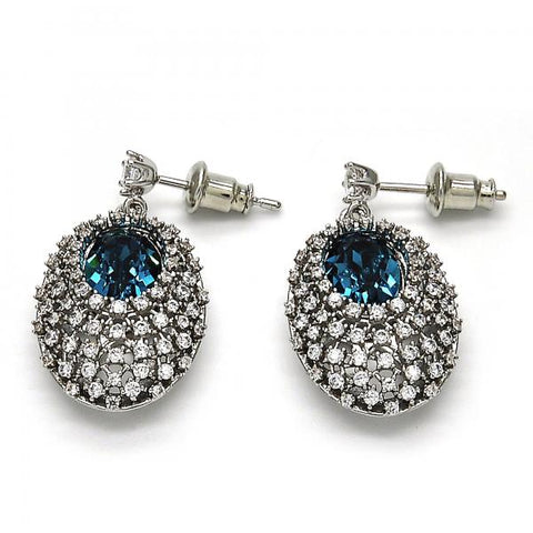 Arete Colgante 02.26.0140 Rodio Laminado, con Zirconia Cubica Blanca y Cristales de SwarovskiIndicolite, Pulido, Rodinado