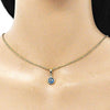 Dije Elegante 05.63.1162.1 Oro Laminado, Diseño de Ojo Griego, Resinado Azul Claro, Dorado
