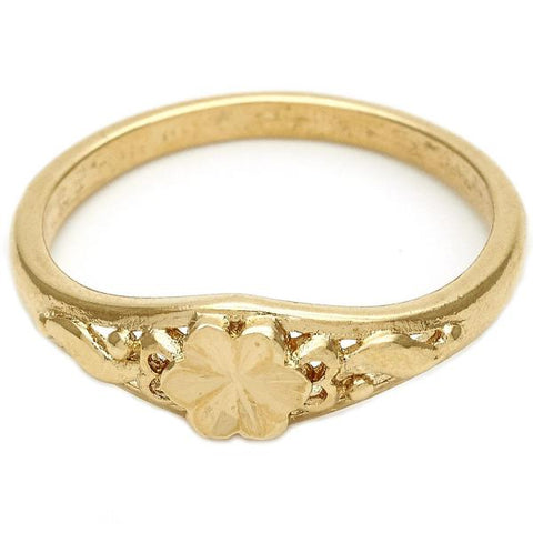 Anillo Elegante 01.63.0568.07 Oro Laminado, Diseño de Flor, Diamantado, Dorado