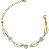 Pulsera Elegante 5.028.011 Oro Laminado, Diseño de Oja, con Zirconia Cubica Blanca, Pulido, Dorado