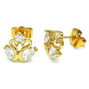Arete Dormilona 02.387.0083 Oro Laminado, Diseño de Cisne, con Zirconia Cubica Blanca, Pulido, Dorado