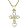 Collares con Dije 04.242.0105.20 Oro Laminado, Diseño de Crucifijo, Pulido, Dorado