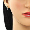 Arete Dormilona 02.102.0065 Oro Laminado, Diseño de Vaso, con Micro Pave Blanca, Pulido, Dorado
