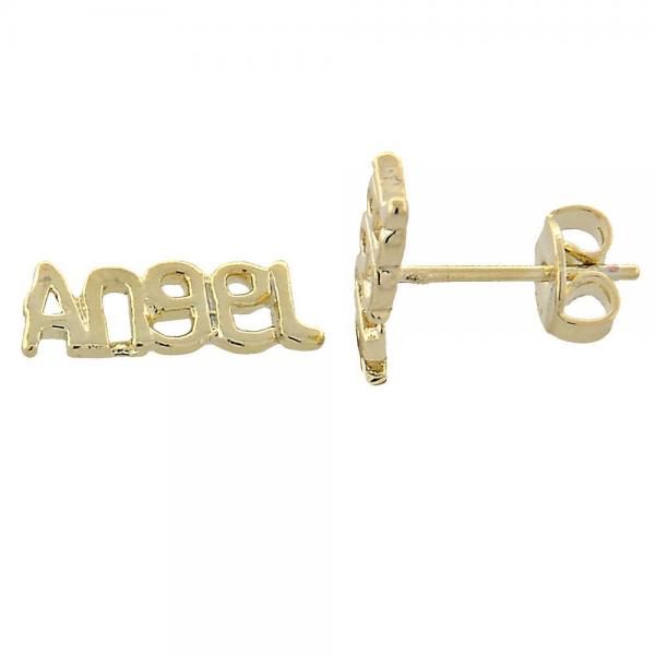 Arete Dormilona 02.94.0051 *PROMO* Oro Laminado, Diseño de Angel, Pulido, Dorado