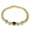 Pulsera Elegante 03.357.0013.3.07 Oro Laminado, con Zirconia Cubica Negro y Blanca, Pulido, Dorado