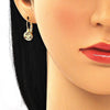 Arete Gancho Frances 02.210.0379.1 Oro Laminado, Diseño de Mariposa, con Micro Pave Granate y Blanca, Pulido, Dorado
