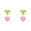 Arete Dormilona 02.213.0292.2 Oro Laminado, Diseño de Corazon, Esmaltado Rosado, Dorado