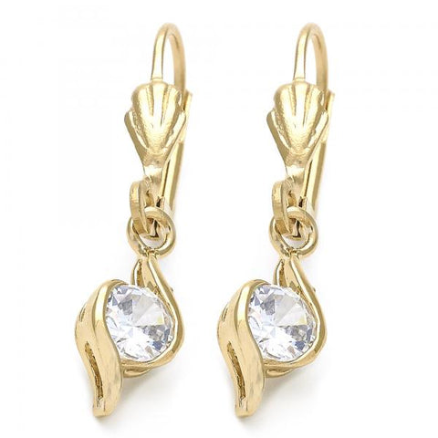 Arete Colgante 5.083.012 Oro Laminado, con Zirconia Cubica Blanca, Pulido, Dorado