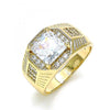 Anillo de Hombre 01.266.0046.10 Oro Laminado, con Zirconia Cubica Blanca y Micro PaveBlanca, Pulido, Dorado