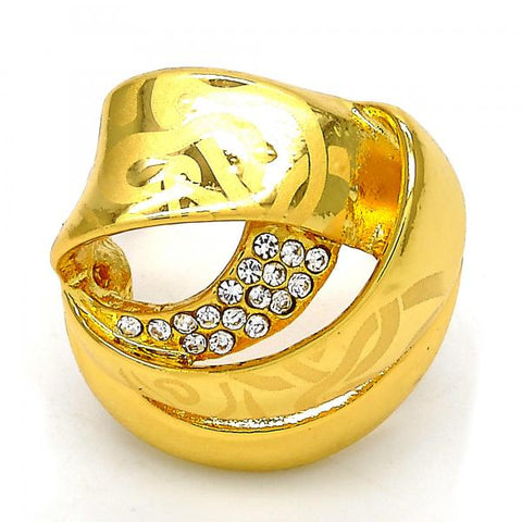 Anillo Multi Piedra 01.241.0010.10 Oro Laminado, Diseño de Chunky, con Cristal Blanca, Pulido, Dorado