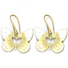 Arete Colgante 5.067.006 Oro Laminado, Diseño de Mariposa, Tricolor