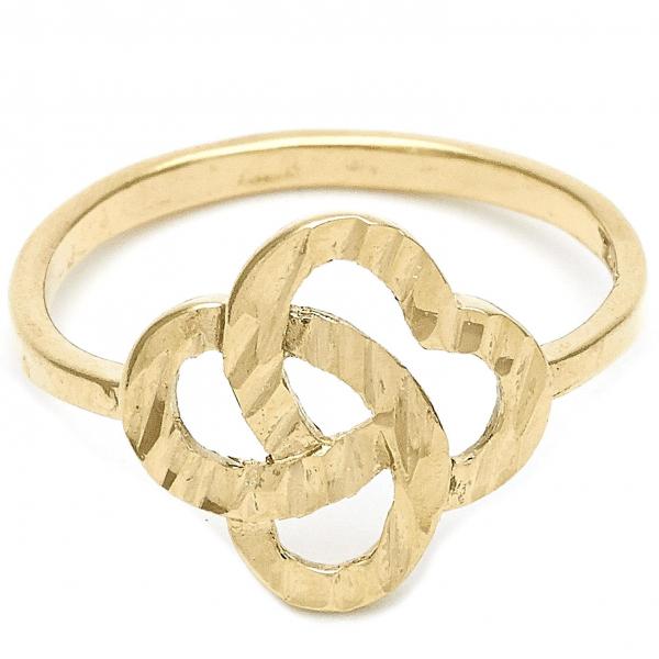Anillo Elegante 01.63.0567.08 Oro Laminado, Diseño de Arco, Diamantado, Dorado