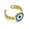 Anillo Elegante 01.213.0019.2 Oro Laminado, Diseño de Ojo Griego, Esmaltado Azul Claro, Dorado