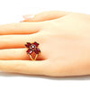 Anillo Multi Piedra 01.210.0095.1.08 Oro Laminado, con Zirconia Cubica Rubi, Pulido, Dorado