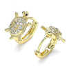 Argolla Huggie 02.210.0459.12 Oro Laminado, Diseño de Tortuga, con Micro Pave Blanca y Negro, Pulido, Dorado