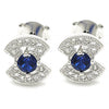 Arete Dormilona 02.369.0006.3 Plata Rodinada, con Zirconia Cubica Zafiro Azul y Blanca, Pulido, Rodinado