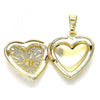 Dije Relicario 05.117.0022 Oro Laminado, Diseño de Corazon, Pulido, Dorado