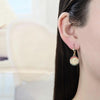 Arete Colgante 02.351.0012.1 Oro Laminado, Diseño de San Benito, con Cristal Blanca, Pulido, Dorado