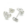 Arete Dormilona 02.369.0039 Plata Rodinada, Diseño de Corazon, con Zirconia Cubica Blanca, Pulido, Rodinado