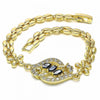 Pulsera Elegante 03.357.0008.3.07 Oro Laminado, Diseño de Flor, con Zirconia Cubica Negro y Blanca, Pulido, Dorado