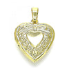 Dije Relicario 05.117.0009 Oro Laminado, Diseño de Corazon y Arco, Diseño de Corazon, Pulido, Dorado