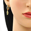 Argolla Huggie 02.368.0050.15 Oro Laminado, Diseño de Pescado, con Micro Pave Blanca, Pulido, Dorado
