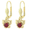 Arete Colgante 02.63.2449.1 Oro Laminado, Diseño de Mariposa, con Zirconia Cubica Granate, Pulido, Dorado