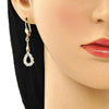 Arete Largo 02.387.0047 Oro Laminado, Diseño de Gota, con Zirconia Cubica Blanca, Pulido, Dorado