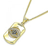 Collares con Dije 04.156.0405.20 Oro Laminado, Diseño de Ojo Griego, con Micro Pave Zafiro Azul y Blanca, Pulido, Dorado