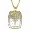 Dije Religioso 05.09.0068 Oro Laminado, Diseño de Cruz, Pulido, Dorado