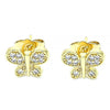 Arete Dormilona 02.210.0464 Oro Laminado, Diseño de Mariposa, con Micro Pave Blanca, Pulido, Dorado