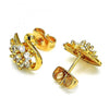Arete Dormilona 02.387.0090 Oro Laminado, Diseño de Cisne y Flor, Diseño de Cisne, con Zirconia Cubica Blanca, Pulido, Dorado