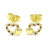 Arete Dormilona 02.199.0031.1 Oro Laminado, Diseño de Corazon, con Micro Pave Granate y Blanca, Pulido, Dorado