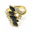 Anillo Multi Piedra 01.283.0008.07 Oro Laminado, con Zirconia Cubica Negro y Blanca, Pulido, Dorado