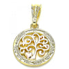Dije Elegante 05.351.0078.1 Oro Laminado, Diseño de Arbol y Corazon, Diseño de Arbol, Pulido, Tricolor