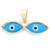 Dije Elegante 05.32.0087.2 Oro Laminado, Diseño de Ojo Griego, con Madre Perla Turquesa, Esmaltado Azul Claro, Dorado
